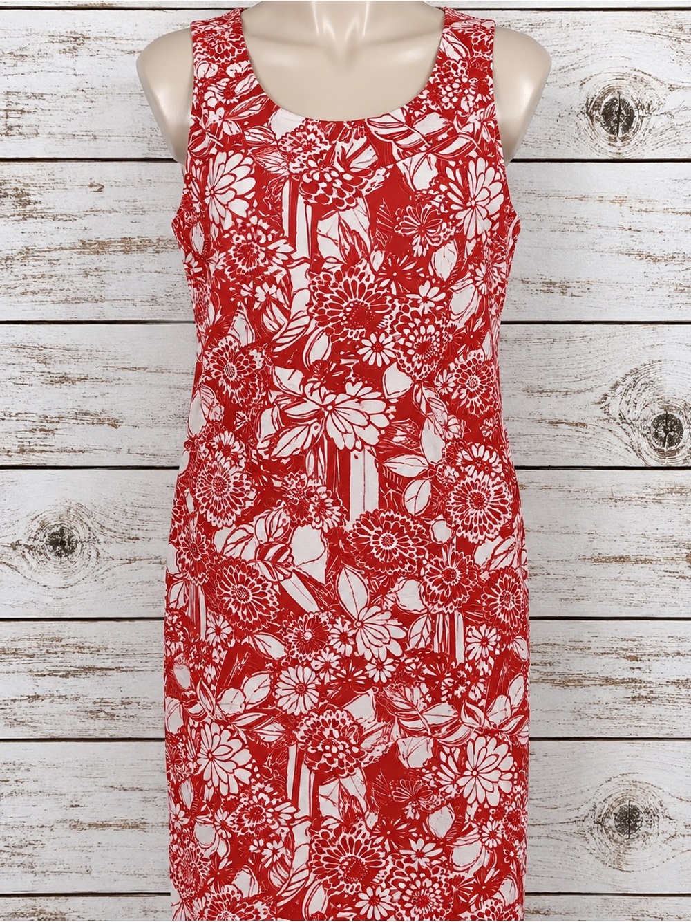Perceptions New York Women’s Size 10 Red/white Floral Sleeveless Shift Dress